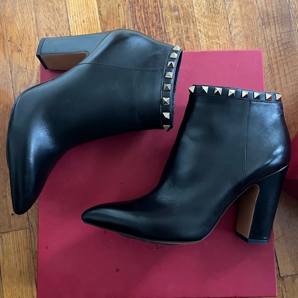 Valentino Garavani Rock Stud Leather Booties. Brand new and unworn.